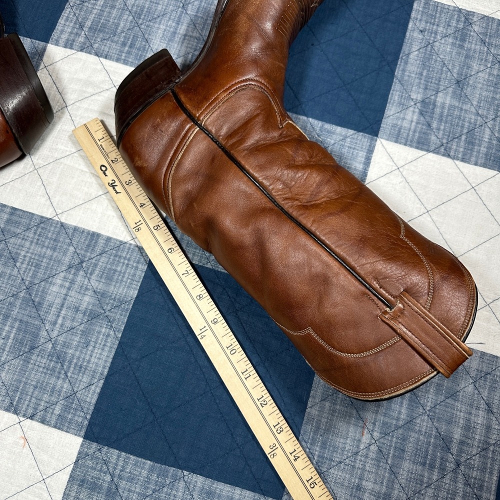70s Tony Lama Cognac Brown Leather Western Cowboy Boots Made in USA Size 9 VTG - Picture 13 of 13